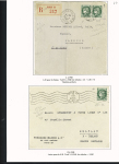 38 plis à base du n°375, 2F50 vert dont carte postale par avion pour Saïgon (1939), lettres par avion pour Nouméa et pour Batavia (Indes néerlandaises), perforés Emile Toulemonde (Roubaix). TB