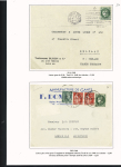 38 plis à base du n°375, 2F50 vert dont carte postale par avion pour Saïgon (1939), lettres par avion pour Nouméa et pour Batavia (Indes néerlandaises), perforés Emile Toulemonde (Roubaix). TB