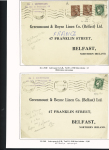 38 plis à base du n°375, 2F50 vert dont carte postale par avion pour Saïgon (1939), lettres par avion pour Nouméa et pour Batavia (Indes néerlandaises), perforés Emile Toulemonde (Roubaix). TB