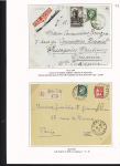 38 plis à base du n°375, 2F50 vert dont carte postale par avion pour Saïgon (1939), lettres par avion pour Nouméa et pour Batavia (Indes néerlandaises), perforés Emile Toulemonde (Roubaix). TB