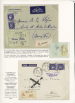 16 plis à base du n°375A, 2F50 Outremer dont paire sur lettre recommandée avion pour le Liban (9.8.41) avec griffe "retour à l'envoyeur relations postales interrompues" lettre pour Yokohama, multiples pour le Vénéz