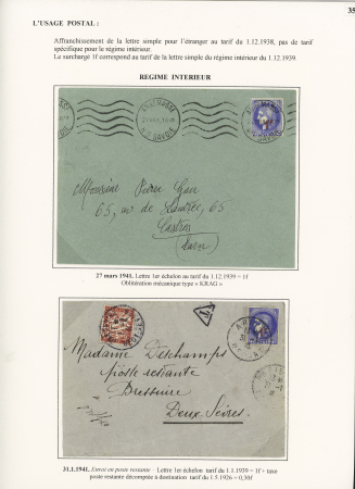 10 plis à base du n°487, 1F sur 2F25 Outremer dont 1 lettre recommandée d'office pour le Maréchal Pétain et 1 mixte de réexpédition France - Grande-Bretagne. TB
