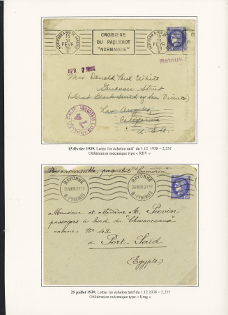 10 plis à base du n°487, 1F sur 2F25 Outremer dont 1 lettre recommandée d'office pour le Maréchal Pétain et 1 mixte de réexpédition France - Grande-Bretagne. TB