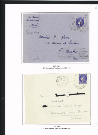 10 plis à base du n°487 dont paire interpanneau OBL CAD horoplan "Paris RP télégraphe" (28.1.1941 - 1er jour d'émission). TB