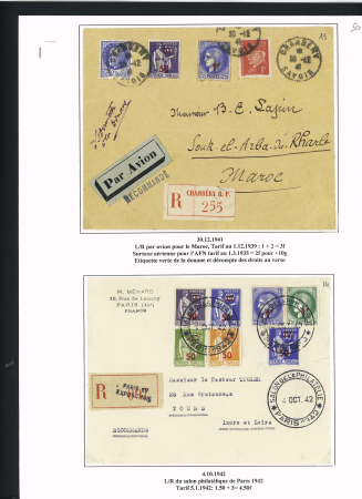 10 plis à base du n°487 dont paire interpanneau OBL CAD horoplan "Paris RP télégraphe" (28.1.1941 - 1er jour d'émission). TB