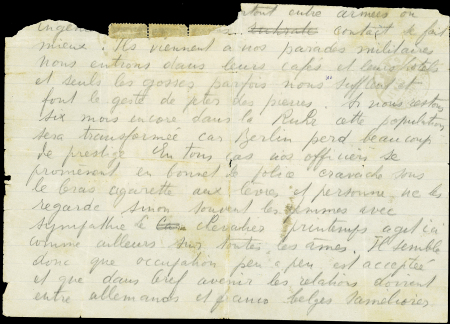 N°140, bloc de 12 + n°123, 5F Merson, bloc de 6 OBL CAD télégraphique allemand "Dusseldorf TA a" (1923) sur long télégramme pendant l'occupation française en Allemagne (texte intéressant sur l'attitude des Allema