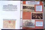 Album vert foncé : la guerre 1914 - 1918 contenant une médaille militaire, 21 CP patriotiques, 17 vignettes livret d'infirmière de l'hopital auxiliaire 101 de Troyes, 3 boutons militaires, 2 rares cartes postales de f