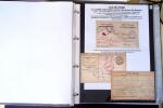 Album vert foncé : la guerre 1914 - 1918 contenant une médaille militaire, 21 CP patriotiques, 17 vignettes livret d'infirmière de l'hopital auxiliaire 101 de Troyes, 3 boutons militaires, 2 rares cartes postales de f