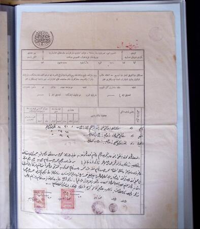 L'EMPIRE OTTOMAN: 36 DOCUMENTS FISCAUX D'EXCEPTION dont droits perçus pour la construction du HEJAZ RAILWAYS (chemin de fer du Hedjaz- ouverture en 1908 sur 1320 kms ligne à voie étroite qui reliait Damas à Médine,