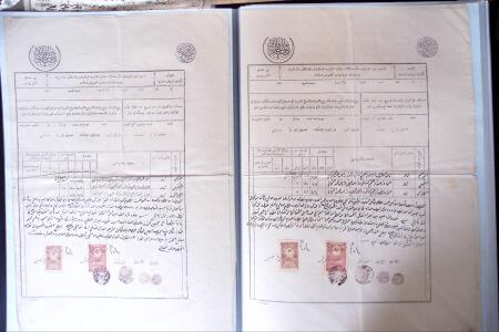 L'EMPIRE OTTOMAN: 36 DOCUMENTS FISCAUX D'EXCEPTION dont droits perçus pour la construction du HEJAZ RAILWAYS (chemin de fer du Hedjaz- ouverture en 1908 sur 1320 kms ligne à voie étroite qui reliait Damas à Médine,