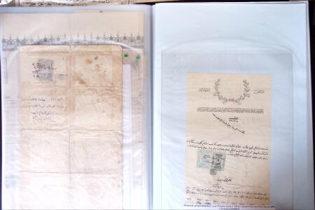 L'EMPIRE OTTOMAN: 36 DOCUMENTS FISCAUX D'EXCEPTION dont droits perçus pour la construction du HEJAZ RAILWAYS (chemin de fer du Hedjaz- ouverture en 1908 sur 1320 kms ligne à voie étroite qui reliait Damas à Médine,