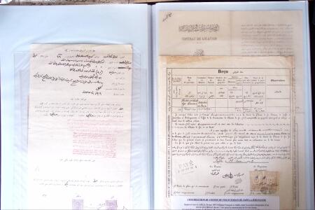 L'EMPIRE OTTOMAN: 36 DOCUMENTS FISCAUX D'EXCEPTION dont droits perçus pour la construction du HEJAZ RAILWAYS (chemin de fer du Hedjaz- ouverture en 1908 sur 1320 kms ligne à voie étroite qui reliait Damas à Médine,