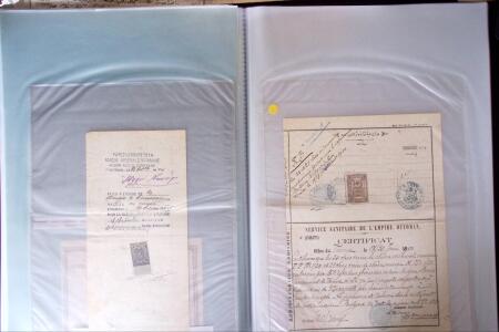 L'EMPIRE OTTOMAN: 36 DOCUMENTS FISCAUX D'EXCEPTION dont droits perçus pour la construction du HEJAZ RAILWAYS (chemin de fer du Hedjaz- ouverture en 1908 sur 1320 kms ligne à voie étroite qui reliait Damas à Médine,