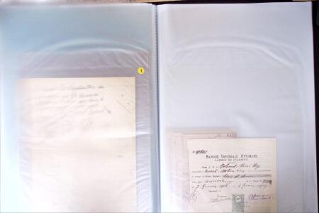 L'EMPIRE OTTOMAN: 36 DOCUMENTS FISCAUX D'EXCEPTION dont droits perçus pour la construction du HEJAZ RAILWAYS (chemin de fer du Hedjaz- ouverture en 1908 sur 1320 kms ligne à voie étroite qui reliait Damas à Médine,