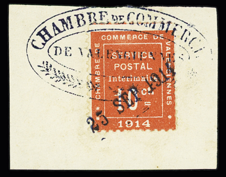 N°1 10c vermillon, obl. Chambre de commerce de Valenciennes, 23 sept.1916, TB