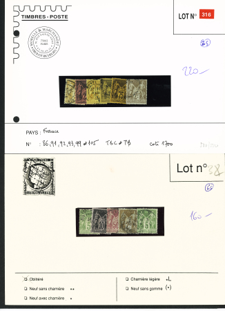 1849-1900, Sélection France période classique, obl.,