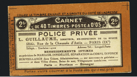 N°158-C 2 5c orange Semeuse couverture Police privée,