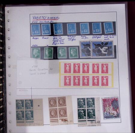 1900-1993, Ensemble de timbres neufs de France, concentré