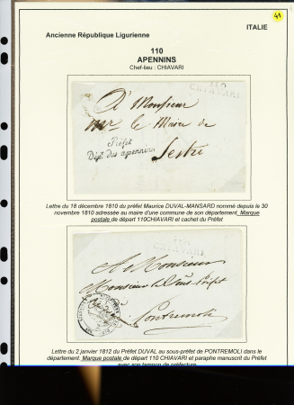 DEPARTEMENT CONQUIS 1797-1814, Collection de 20 lettres