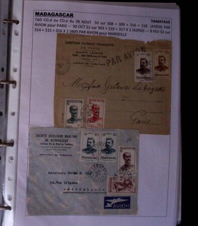 1900-1960, Collection de lettres de MADAGASCAR montées