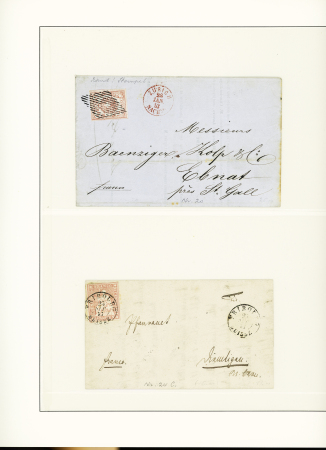 1853-1866 5 lettres avec 2 rayons et 3 Helvetia assises.
