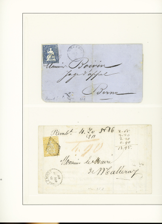 1853-1866 5 lettres avec 2 rayons et 3 Helvetia assises.