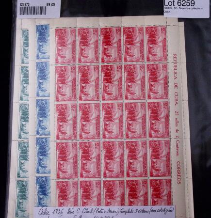 1936, Colombus set of 9 values unissued, 100 sets in
