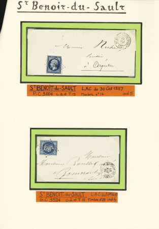 29 plis d Saint Benoist du Sault (marques postales, boites rurales, lettres affranchies). Bel ensemble