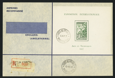 Bloc-feuillet n°1 Expo 1937 sur LR (adresse découpée)
