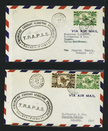 Vol TRAPAS 28.10.1947 pour Tahiti : 5 lettres avec