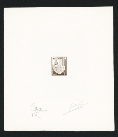 N°51 10c Armoiries, épreuve d'artiste en brun, signée, TB