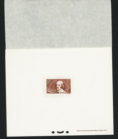 N°295 40c Jacquard, n°305 1f50 Richelieu, n°311 2f Moulin de Daudet, n°312 50c+10c Enfants de chômeurs, n°319 1f50 Jaurès et n°330 20c+10c Callot en épreuves de luxe, TB