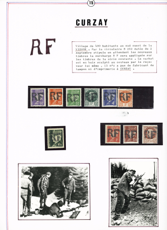 CURZAY N°1, 3, 5 à 9, 11-12 et 15, Pétain surcharge