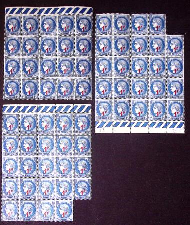 Restant de collection au Type Cérès 1938 - 1942 : timbres