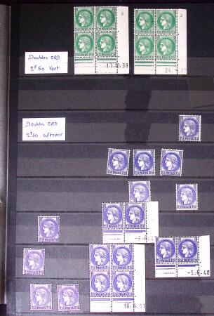 Restant de collection au Type Cérès 1938 - 1942 : timbres
