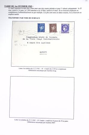 Restant de collection au Type Cérès 1938 - 1942 : timbres