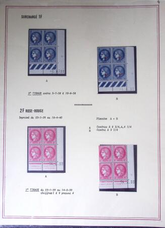 Restant de collection au Type Cérès 1938 - 1942 : timbres