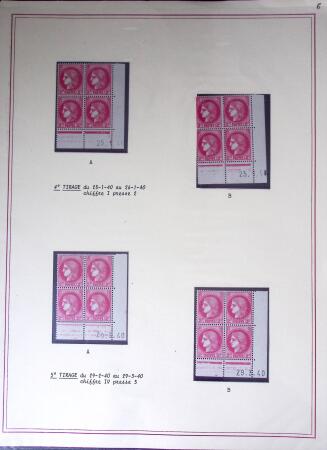 Restant de collection au Type Cérès 1938 - 1942 : timbres