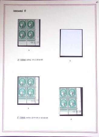 Restant de collection au Type Cérès 1938 - 1942 : timbres