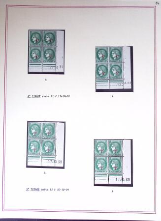 Restant de collection au Type Cérès 1938 - 1942 : timbres