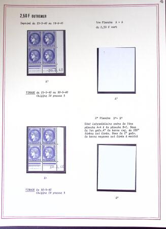 Restant de collection au Type Cérès 1938 - 1942 : timbres