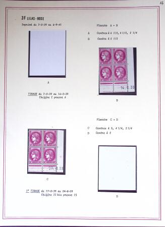 Restant de collection au Type Cérès 1938 - 1942 : timbres