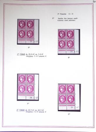 Restant de collection au Type Cérès 1938 - 1942 : timbres