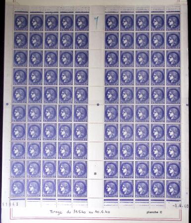 Restant de collection au Type Cérès 1938 - 1942 : timbres