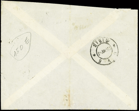 N°140, 2 blocs de 4 OBL Paris 96 R. Gluck (25.5.23) sur lettre par avion pour Siriu (Roumanie) ayant emprunté le trajet par avion Strasbourg-Bucarest. TB