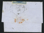 N°29, collé à cheval, OBL étoile 1 + CAD "Paris PL. de la Bourse" (17 janv 71) sur un petit ballon monté pour Montmorillon (Vienne) (La Poste de Paris ou le Général Bourbaki). B/TB