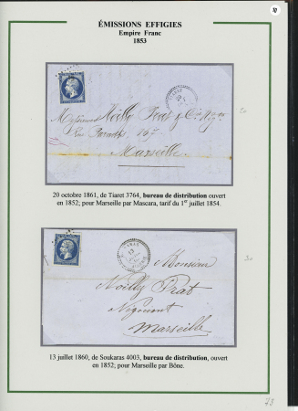 1854-1862, Sélection de 15 lettres affranchies avec