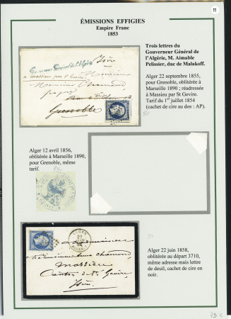 1854-1862, Sélection de 15 lettres affranchies avec