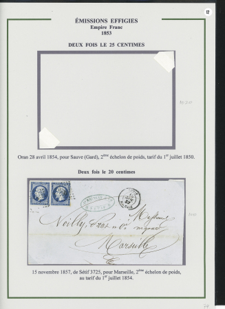 1854-1862, Sélection de 15 lettres affranchies avec