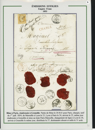 1854-1862, Sélection de 15 lettres affranchies avec